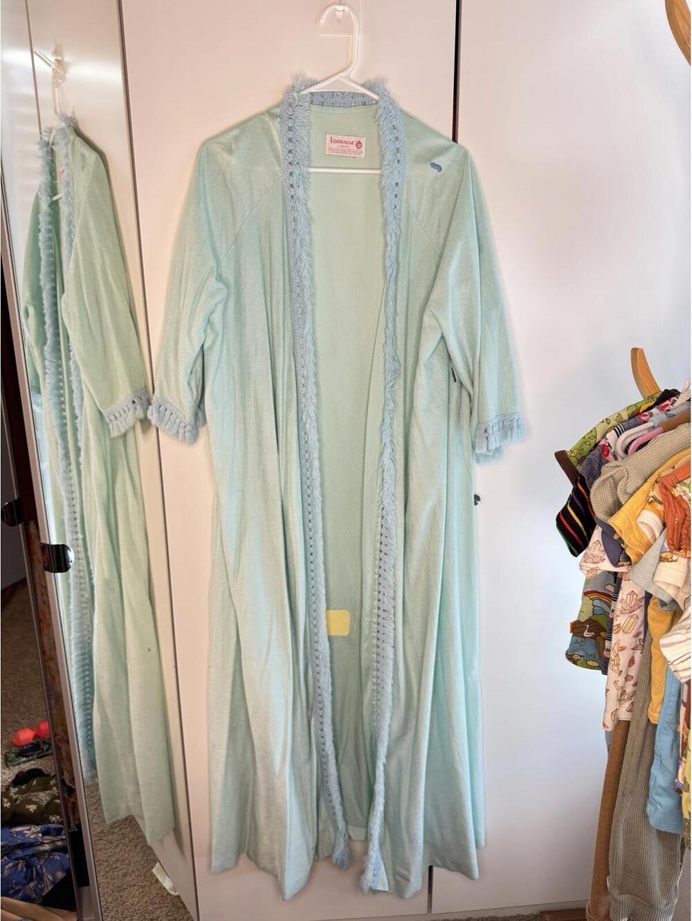 Vintage Lorraine Robe with Fringed Trim